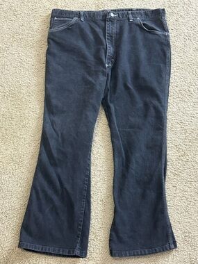 Vintage 80s Sheplers Jeans Mens 42 (38x28) Black White Bootcut Retro Stitch